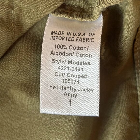 Current/Elliott The Infantry Army Green Double Breasted Jacket Sz 1 (L) Hiking - Picture 10 of 14